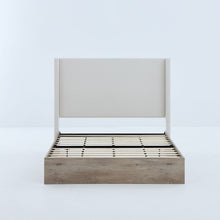 Load image into Gallery viewer, Shelton - Queen Upholstered Wingback Bed With 54" High Headboard - Ivory / Light Gray / Camel Oak