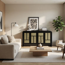 Load image into Gallery viewer, Sideboard Buffet Cabinet With 4 Doors & Adjustable Shelves - Black