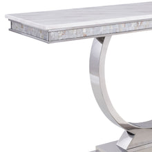 Load image into Gallery viewer, Zander - Printed Faux Marble Top Mirrored Sofa Table - Silver / White