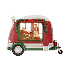 Load image into Gallery viewer, Christmas Plastic / Resin Camper With Mr & Mrs Santa Tea Time LED / Water Spinning / 2 Way Switch, 3*AA Required - Red