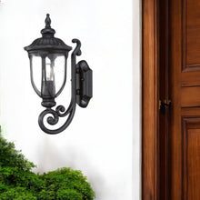 Load image into Gallery viewer, Cast Aluminum Glass Lantern Wall Light - Matte Black
