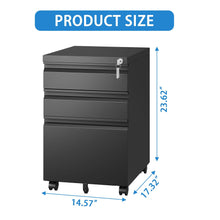Load image into Gallery viewer, Metal Drawer Mobile File Cabinet With Lock For Home Office Organizer