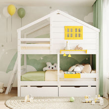 Load image into Gallery viewer, Bunk Bed With Playhouse Roof And Window
