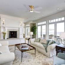 Load image into Gallery viewer, Flush Mount Ceiling Fan With LED Light 22W And Remote Control Blades / Body, DC Motor