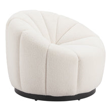 Load image into Gallery viewer, 36" Faux Shearling And Upholstered Barrel Chair - Cream / Black