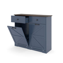 Load image into Gallery viewer, Double Tilt Out Trash Cabinet With Hideaway Drawer And Barn Door Style