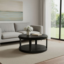 Load image into Gallery viewer, Floor Shelf Beaded Round Coffee Table - Black