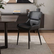 Load image into Gallery viewer, Faux Leather Steel Wing Back Dining Side Chair - Black