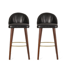 Load image into Gallery viewer, Contemporary Channel Stitch Counter Height Barstools (Set of 2) - Black / Espresso