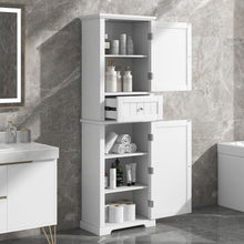 Load image into Gallery viewer, Tall Freestanding Bathroom Storage Cabinet With Drawer And Adjustable Shelf