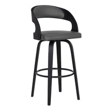 Load image into Gallery viewer, 37" Faux Leather Swivel Low Back Counter Height Bar Chair - Gray / Black