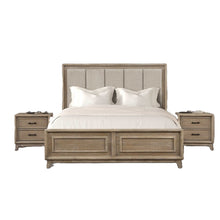 Load image into Gallery viewer, 3 Piece Bedroom Set With Padded Headboard, 2 Nightstands