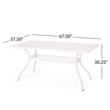 Load image into Gallery viewer, Celestine - Outdoor Cast Aluminum Dining Table With Floral Lattice Design And Umbrella Holder