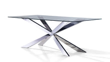 Load image into Gallery viewer, 72" Glass And Metal Cross Leg Base Dining Table - Clear