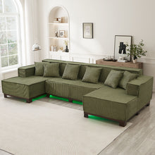 Load image into Gallery viewer, U-Shaped Sectional Sofa With RGB LED Light Strip And 6 Pillows