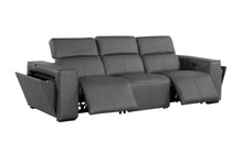 Load image into Gallery viewer, Top Grain Leather Reclining Metal USB Sofa (720388) - Dark Gray