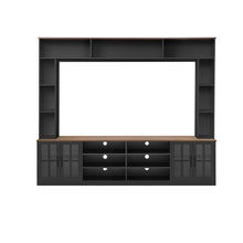 Load image into Gallery viewer, Wall Unit Entertainment Center With Bookshelves For TVs Up To 80", Tempered Glass Doors And Adjustable Shelves