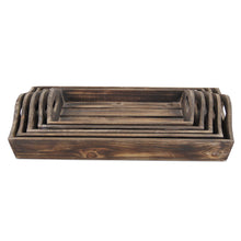 Load image into Gallery viewer, Rustic Wood Handmade Trays With Handles (Set of 5) - Brown