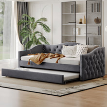 Load image into Gallery viewer, Twin Size Upholstered Daybed With Trundle And USB Charging Design For Bedroom - Gray
