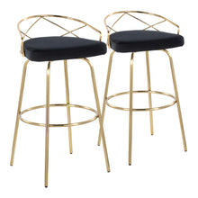 Load image into Gallery viewer, Charlotte - Glam Glam / Art Deco Fixed Height Barstool With Swivel With Round Footrest (Set of 2)