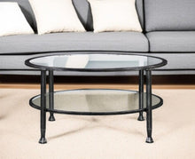 Load image into Gallery viewer, Glass Metal Round Coffee Table - Black