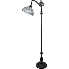 Load image into Gallery viewer, 72" Traditional Shaped Floor Lamp With White Peacock Feather Stained Glass Dome Shade - Brown