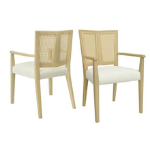 Load image into Gallery viewer, Mid Century Modern Arm Dining Chairs With Rattan Backrest