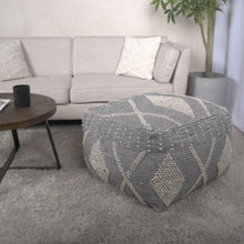 Load image into Gallery viewer, Diamond - Handcrafted Faux Yarn Pouf - Ivory / Gray