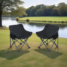 Load image into Gallery viewer, 2 Pieces Outdoor Camping Chairs Folding / Portable, Comfortable Seating, Durable Steel Fram