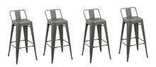 Load image into Gallery viewer, Metal Low Back Counter Height Bar Chairs (Set of 4) - Dark Gray