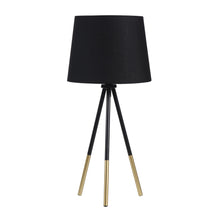 Load image into Gallery viewer, Tripod Table Lamp With Black Empire Shade - Gold