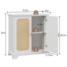 Load image into Gallery viewer, Rattan Decorated Sideboard Buffet Storage Liquor Cabinet - White
