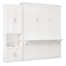 Load image into Gallery viewer, Murphy Bed With Side Cabinet Storage Shelf, Folding Wall Bed With Desk Combo