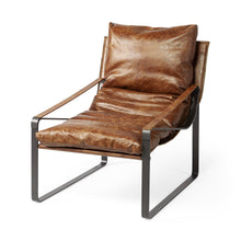 Load image into Gallery viewer, Leather Distressed Lounge Chair - Brown / Black