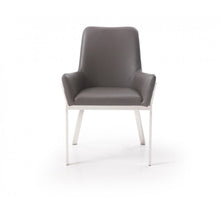 Load image into Gallery viewer, Upholstered Faux Leather Dining Room Arm Chair - Gray