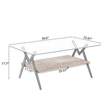 Load image into Gallery viewer, Rectangle Coffee Table With Tempered Glass Top And Shelf