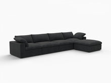 Load image into Gallery viewer, 160" 2 Piece Living Room Set Blend Modular Sofa With Ottoman Storage - Black