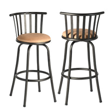 Load image into Gallery viewer, Faux Leather And Iron Low Back Adjustable Height Swivel Bar Chairs (Set of 2) - Black / Brown