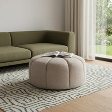 Load image into Gallery viewer, Tufted Boucle Tufted Round Ottoman - Taupe