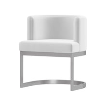 Load image into Gallery viewer, Upholstered Fabric Wing Back Dining Arm Chair - White