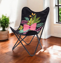Load image into Gallery viewer, With Tropical Flowers Butterfly Chair - Black