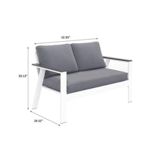 Load image into Gallery viewer, All Weather Patio Loveseat With Armrests & Angled Backrest - White / Gray