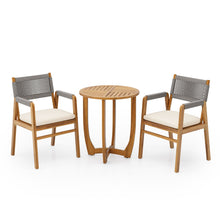 Load image into Gallery viewer, Outdoor 3 Piece Dining Set With Cushion - Gray / Teak