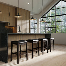 Load image into Gallery viewer, Solid Wood Backless Bar Height Bar Chair - Black / Espresso