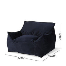 Load image into Gallery viewer, Allea - Velveteen Bean Bag Chair With Armrests - Midnight Blue