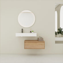 Load image into Gallery viewer, Modern Wall Mounted Bathroom Vanity With Resin Sink And Soft Close Drawer In Imitative - Imitative Oak