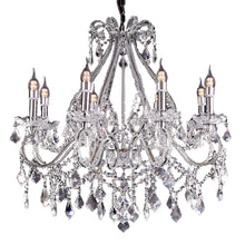 Load image into Gallery viewer, Candle Style Empire Eight Light Transparent Glass Led Ceiling Light - Nickel / Ivory / Clear