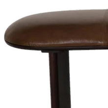 Load image into Gallery viewer, 48" Brown Genuine Leather and Solid Wood Upholstered Bench