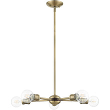 Load image into Gallery viewer, 11" Five Light Dimmable Chandelier With Shades - Antiqued Brass