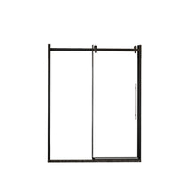 Load image into Gallery viewer, Frameless Shower Door Single Sliding, Clear Tempered Glass Shower Door With Zinc Roller Rail System, Stainless Steel Handle - Black
